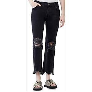 We the Free Women 28 Black Button Fly Distressed "Maggie" Cotton Denim Jeans